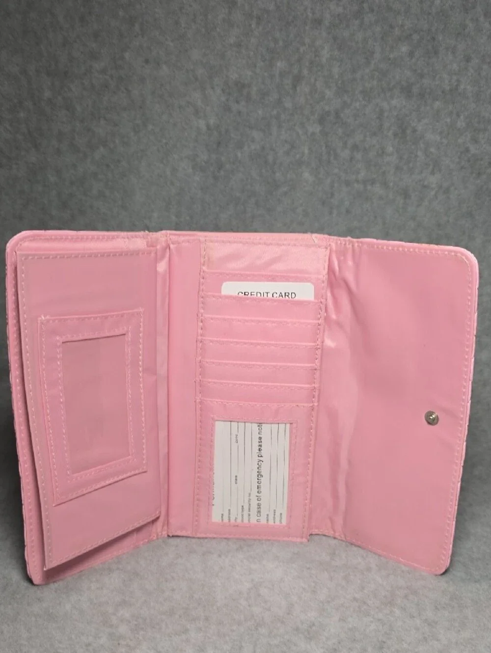 Pink Quilted Heart-Detail Wallet